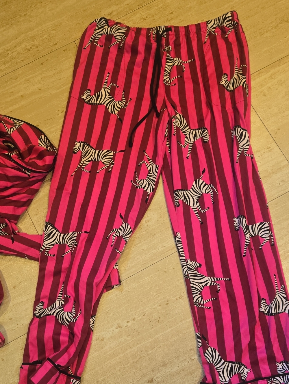 Room Service Pink Striped Zebra Print Pajama Set - Picture 7 of 11